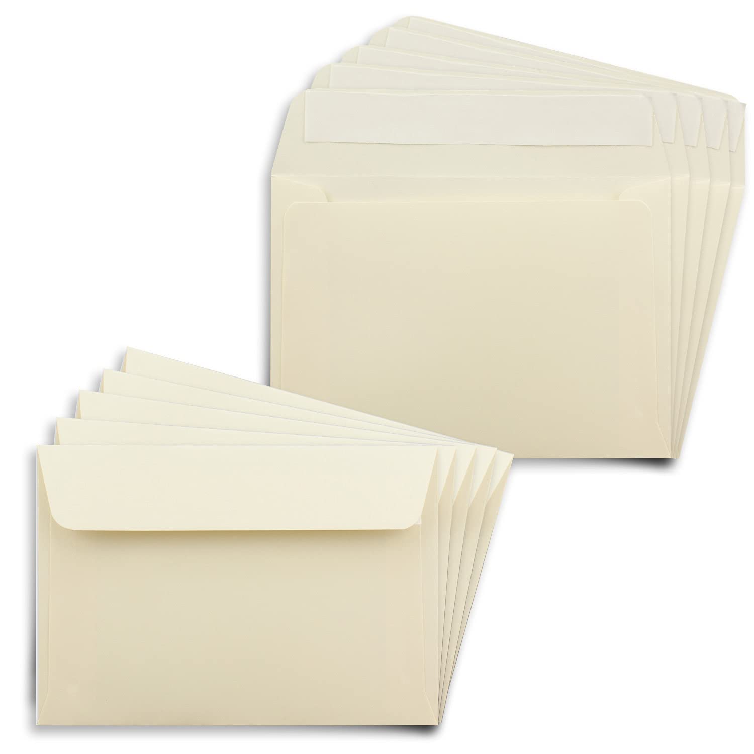 50 x Envelopes DIN C6 in Beige (Cream) with Peel and Seal – 11.4 x 16.2 cm – 120 g/m² – Ideal for Letters and Invitations