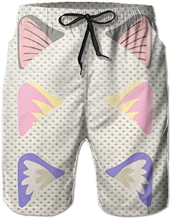 Raujjers Various Pink Leopard Print Cat Ears Loose Beach Shorts For Men