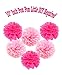 RZSAIDA HAPPY BIRTHDAY BANNER DECORATIONS - Perfect Party Supplies Kit, Hot Pink, Pastel Light Baby Pink, White Gold Foiled Bunting Flag Garland, Tissue Paper Fluffy Flower Pom Poms, Balloons,Girl Boy