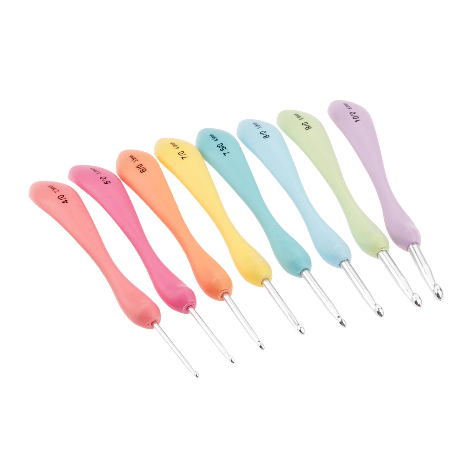 Hicello Crochet Hook Set 8PCS Crochet Hooks Colorful Ergonomic Hindle with Soft Grips Cushions Smooth Knitting Needles Kit Size 2.5mm 3mm 3.5mm 4mm 4.5mm 5mm 5.5mm 6mm (4/0-10/0)