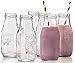 Circleware Country “Dairy” Glass Milk Bottles, 6 , Set of 6, 10.5 Ounce