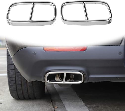 Amazon Refitcle マフラーカッター パネル ダッジ チャレンジャー 15 カスタム パーツ リアバンパー カバー ステンレス鋼 シルバー 左右2枚セット Dodge Challenger マフラーカッター 車 バイク