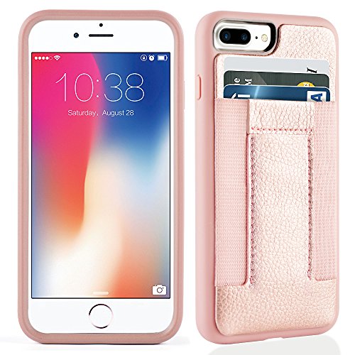 iPhone 8 Plus Case, iPhone 7 Plus Case,iPhone 7 Plus/8 Plus Wallet Case with Credit Card Slots& ID Card-Durable slim Shockproof Cover for iPhone 7/8 plus-Rosegold