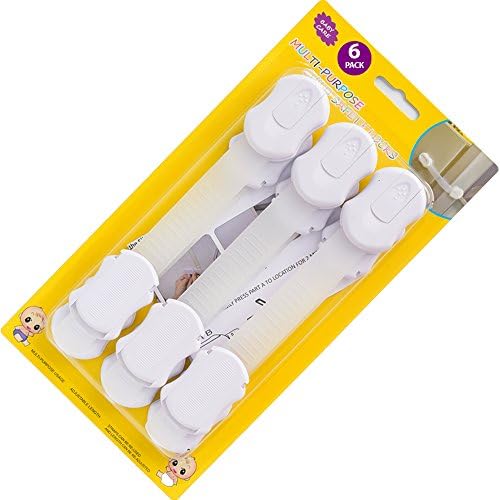 Refrigerator Door Locks for Baby Child Safety with Top Latches Fridge Protector to Stop your Munchkin Monkey from Disaster - also works on Folding Cabinets, Cupboard, Drawers for Protective Purposes
