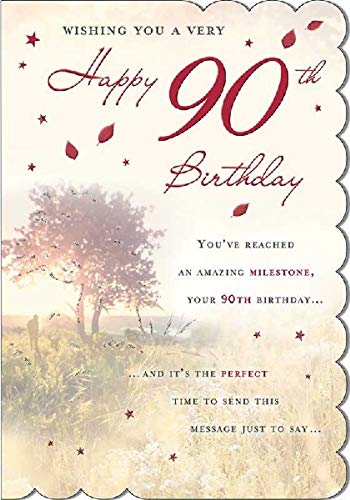 Piccadilly Greetings STUNNING TOP RANGE WONDERFULLY WORDED 5 VERSE VERY HAPPY 90TH BIRTHDAY CARD