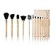 ENZO KEN Sparkly Gold Glitter Makeup Brush Set, Bedazzled Bling Cute Crystal Brushes Sets with Roll Up Bag - Face Nose Contour, Eyebrows Eyelashes Eye Shadow, Bronzer Highlighter Foundation Brush