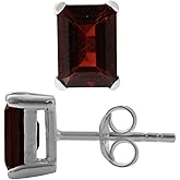 Silvershake 7X5MM Octagon Shape Gemstone White Gold Plated or Yellow Gold Plated 925 Sterling Silver Business Attire Stud Post Earrings Jewelry for Women