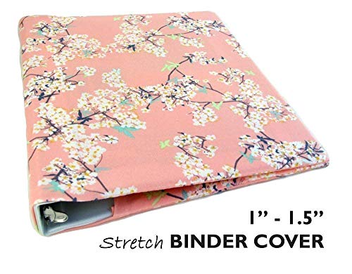 Planner Binder Cover 8.5 x 11, CHERRY BLOSSOMS Stretch Fabric Binder Cover for 1" - 1.5" Wide 3 Ring Binder, Planner Accessories