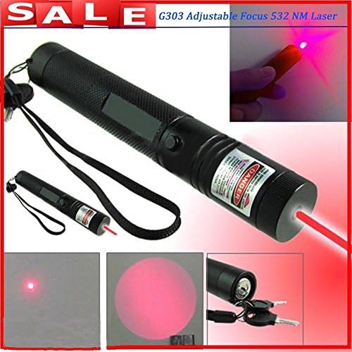 GD-303 Type Laser Torch Style Focusable High Power 532nm Green/Red Beam Laser Pointer Lazer Projector Pen Flashlight (Red）