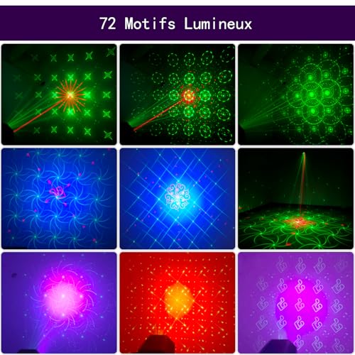 LED Disco Ball with 72 Projection Patterns, Light Sets for Party RGB Multicoloured, Party Projector with Remote Control and Voice Control, Strobe Effect for Birthday, Wedding, Christmas, Bar