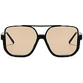 mincl Fashion Vintage Big Square Sunglasses Half Frame UV400 Sun Shades Women Men Trendy Design Sun Glasses Eyewear