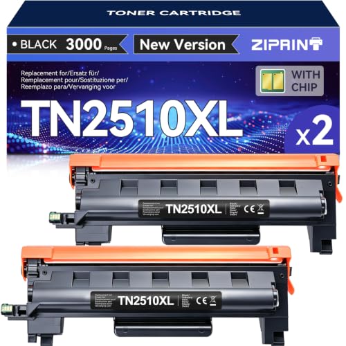 ZIPRINT TN2510XL TN-2510XL Toner Cartridges Compatible with Brother TN2510XL TN2510 for Brother DCP-L2620DW DCP-L2627DWE MFC-L2860DWE MFC-L2800DW HL-L2400DWE DCP-L2660DW MFC-L2827DW (Black *2P)