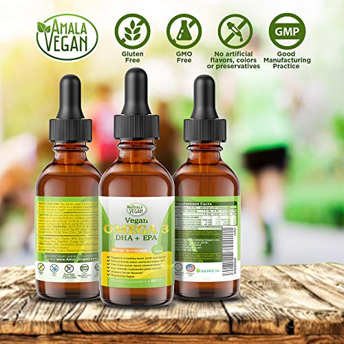 Potent & Organic Vegan Omega 3 Liquid Supplement Better Than Fish Oil
