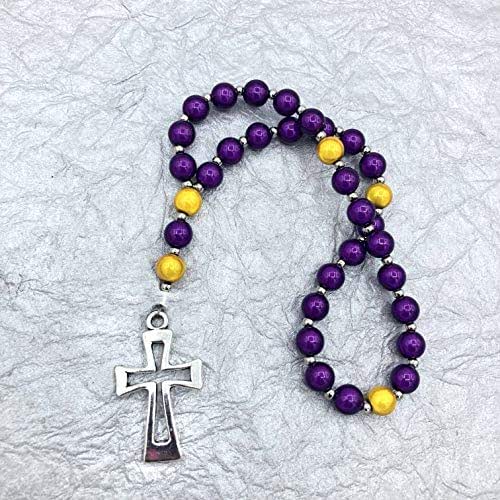 PURPLE AND GOLD Handcrafted Anglican Prayer Beads Saints