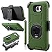 J.west Galaxy S7 Edge Case, Hybrid Dual Layer Combo Holster Case Heavy Duty Rugged Protective Case with Built-in Rotating Kickstand Swivel Belt Clip Holster for S7 Edge (Army Green)