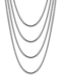 Jstyle 4 Pcs Stainless Steel Necklace for Men Women Snake Chain Link 18''20''22''24''