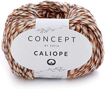 Katia Concept 60 CalIOPE Cotton Bead Blue, 66 Ecru Moutarde, 4.5