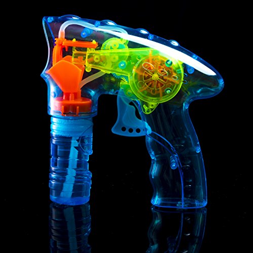 Prextex 5 Pack of Wind Up Bubble Gun Blaster LED Light Up Bubble Blower