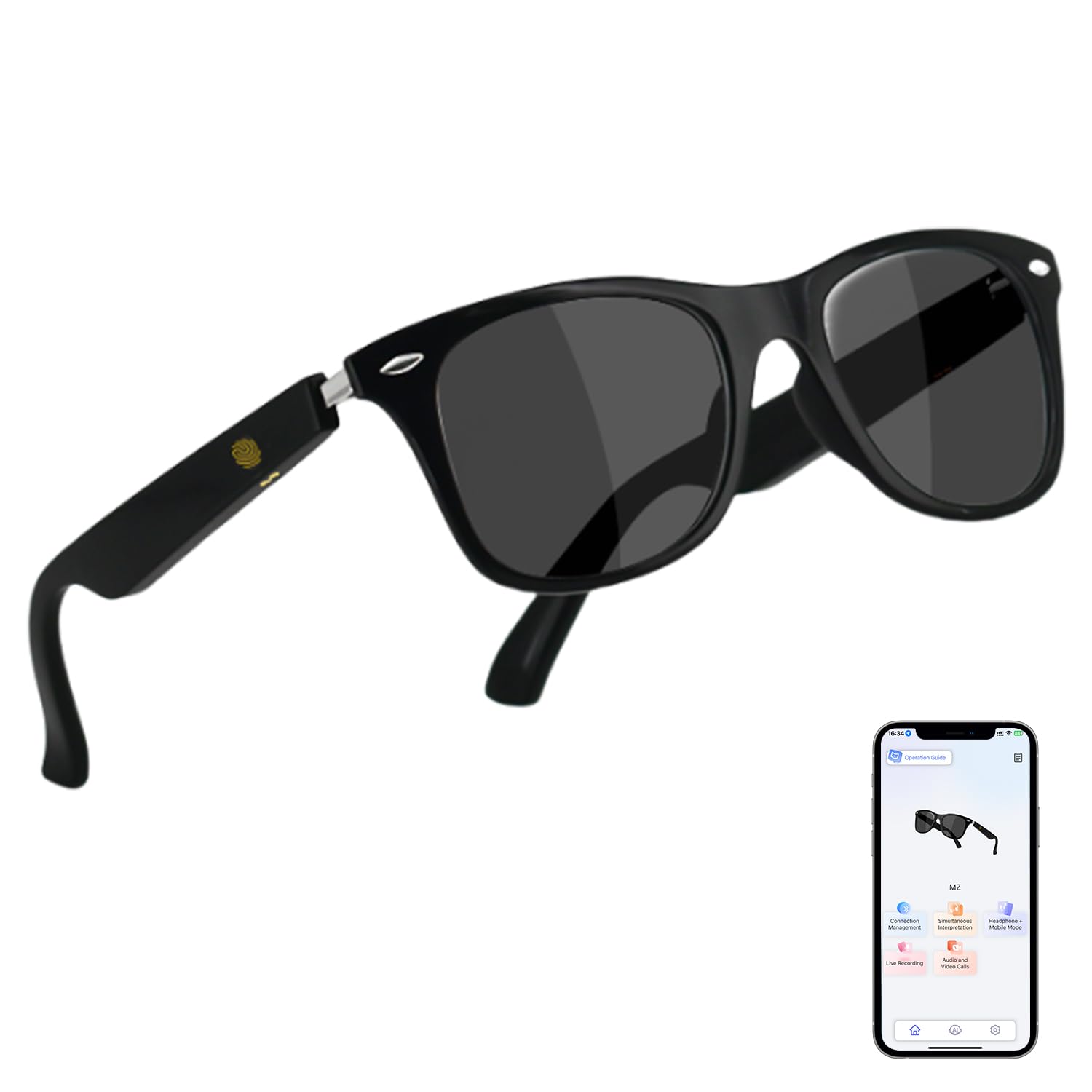 Photo 1 of AI Translator Smart Glasses, Real-Time Translation Glasses Wireless Bluetooth, Smart Sunglasses Polarized with Simultaneous Interpretation, language translator for Traveling Supports 165+ Languages
