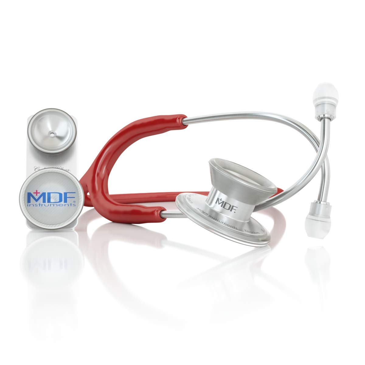 MDF Instruments, MD One Epoch Lightweight Titanium Stethoscope, Adult, Pediatric, Burgundy Tube, Silver Chestpieces-Headset, MDF777DT17