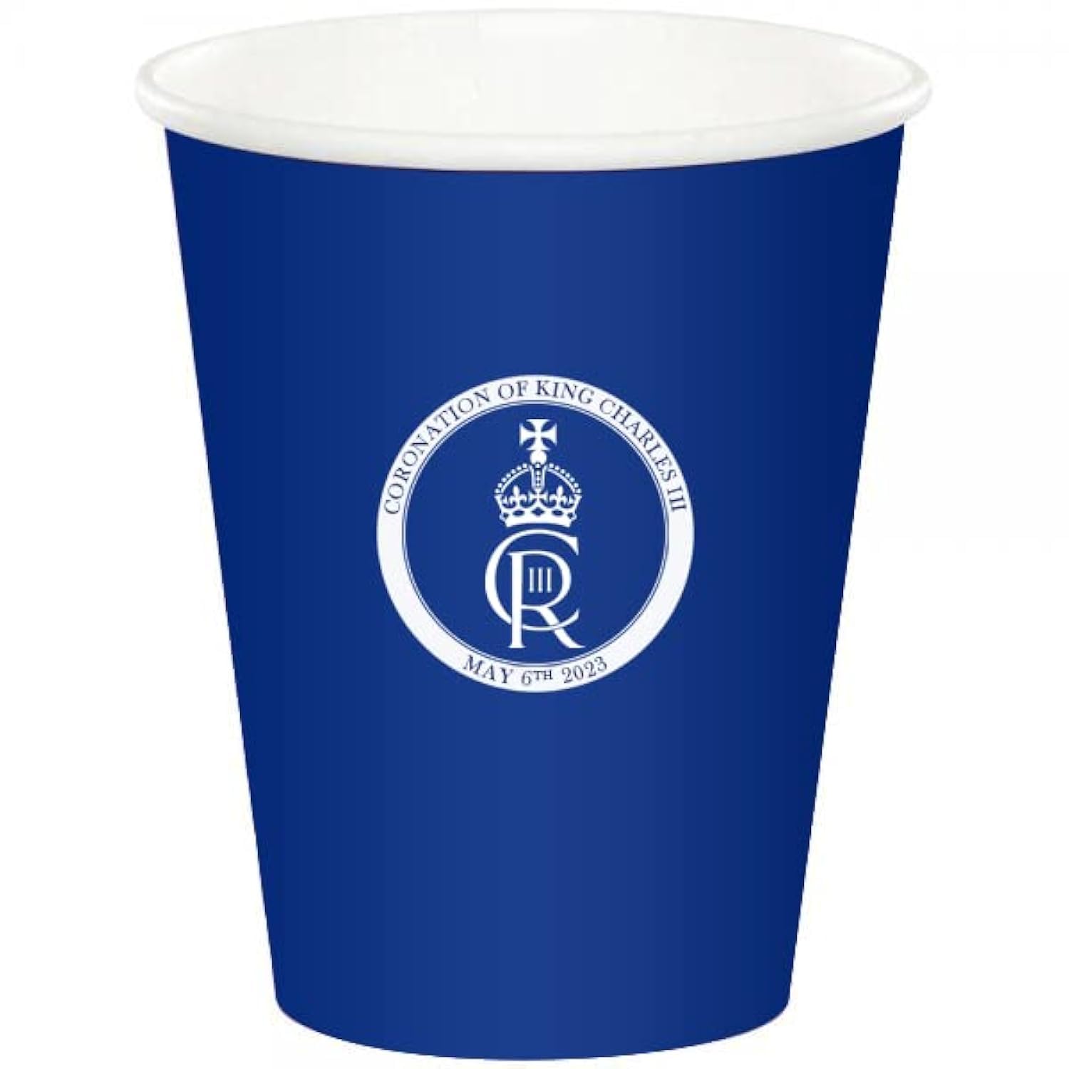 SHATCHI 10pcs King Charles III Blue Paper Cups 9oz King's Coronation UK British Royal Party Supplies Tableware Decorations Souvenir