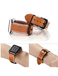 sunkong correa para Apple Watch 38 45.9 yard de piel genuino, deportes y de moda Premium piel auténtica iWatch correa para Apple Watch Series 1 2 3 y todos los modelos, correa de Apple Watch 38 45.9 yard piel, 42mm