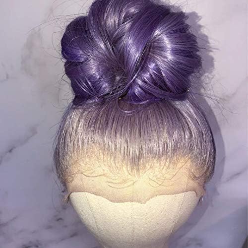 Human Hair Lace Wig 8A Grade Pure Purple Color 130% Density Full Lace Wig with Baby Hair (14”, lace front wig)
