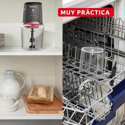 Easy Press, Cortador de alimentos, 600 W, capacidade de 500 ml, 4 lâminas afiadas em aço inoxidável, Safe Start Tecnologia avançada, 3 funções, Lavador de loiça, Cinzento, AT740HF1