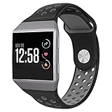 VODKE for Fitbit Ionic Bands, Soft Silicone Replacement Sports Watch Bands/Strap/Bracelet/Wristband Accessory for Fitbit Ionic Men Women Large (Black+Gray)