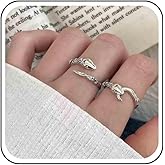 Aneneiceera Punk Layered Snake Ring Silver Snake Serpent Rings Half Open Snake Finger Rings Stacking Silver Rings Adjustable Vipe Rings Jewelry for Women