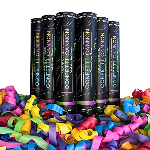 Confetti Sky [6 Pack] 12 Inch Confetti Cannons | Multicolor Streamers Poppers for Wedding Celebration, Birthday Party, Pranks, Graduation, Christmas Eve and New Year Celebration