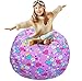 Lukeight Stuffed Animal Storage Bean Bag Chair, Bean Bag Cover for Organizing Kid’s Room - Fits a Lot of Stuffed Animals, Large/Sweetheart Pink