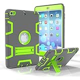 MAKEIT CASE iPad Mini Case, iPad Mini 2 Case, [Kickstand Feature] Shock-Absorption/High Impact Resistant Armor Defender Case for iPad Mini Mini 2 iPad Mini 3 (Gray/Fluorescent Green)