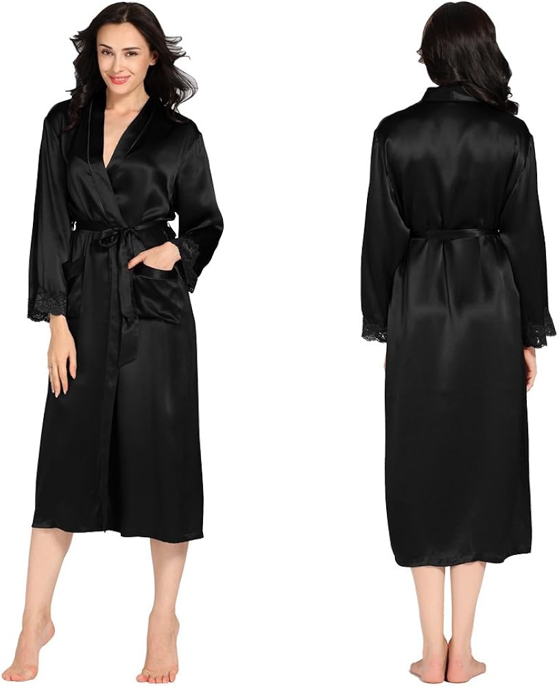 bademantel damen lang schwarz