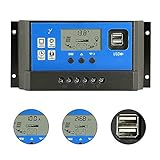 PWM 40A Solar Charge Controller,Intelligent USB Port Display 12V/24V Auto Charge Regulator