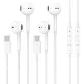 2 Pack [Apple MFi Certified] USB C Headphones Wired for iPhone 18 17 16 15 | Wired Earbuds with Microphone &amp; Remote Control Noise Cancelling Type C Earphones for iPhone Duo 18 17 16 15 Pro Max, Galaxy