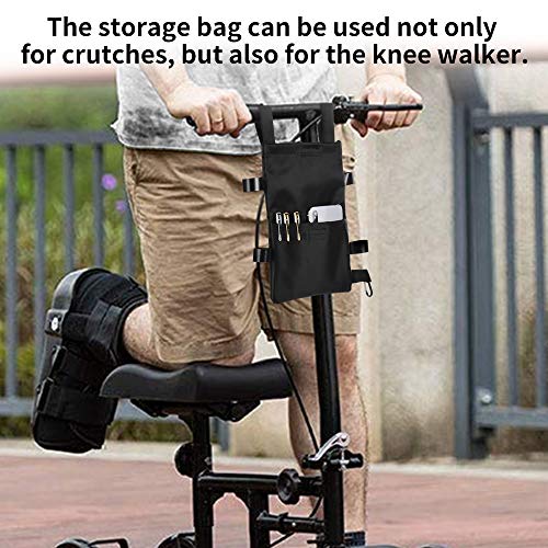 FunCee Crutch Pouch Bag, Lightweight Washable Crutch Storage Bag with 2 Pockets for Phones, Keys, pens, Water Bottle and Even Food Bag