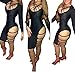 Women's Sexy Bodycon High Split Long Sleeve Bandage Party Night Club Mini DressBlack Medium