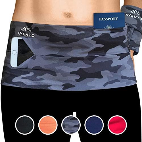 AVANTO Slim Fit Running Belt with zippered Wrist Wallet, Phone Holder For Running, Passport holder, Travel Money Belt, Waist and Fanny Pack for Women and Men, Feels Like Second Skin