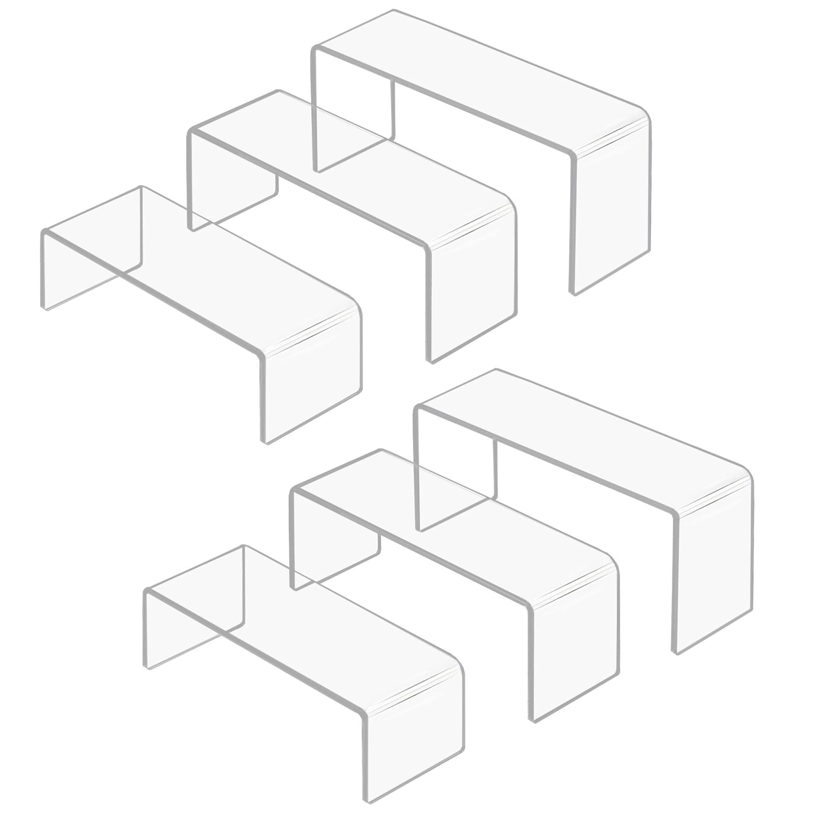 Boxalls 2 Set Acrylic Display Risers, Clear Product Stands For Collections, Jewelry Display Riser Shelf Showcase For Cupcake Candy Dessert Table Decorations - 5"x5"x6" (6pcs)