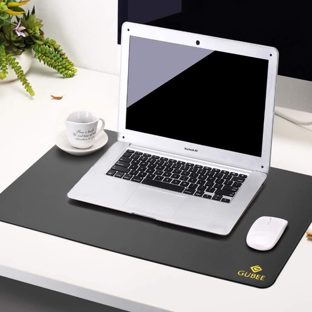 GUBEE PU Leather Multifunctional Office Desk Pad,Upgrade Sewing Edge Desk Mat,Waterproof Non-slip Anti-dirty Scratchproof Mouse Mat Pad for Office,Home and Travel (Black/Red)