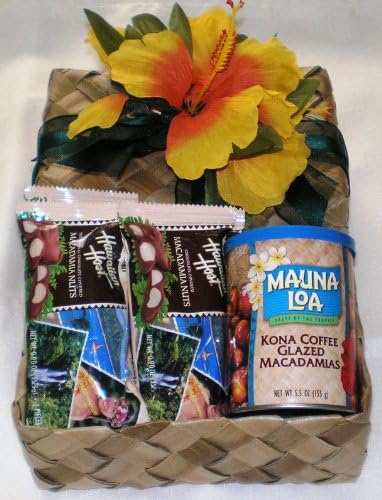 Hawaiian Mauna Loa Kona Coffee Glazed Macadamia Nuts &amp; Host Chocolate Covered Macadamia Nuts Gift Basket