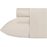 Shunjie.Home 100% Cotton Twin Bed Sheets Set - 600 Thread Count Sateen - 3 Piece Bed Sheet Set, Deep Pocket with All Around Elastic, Breathable & Durable Hotel Luxury Bedding - Sand