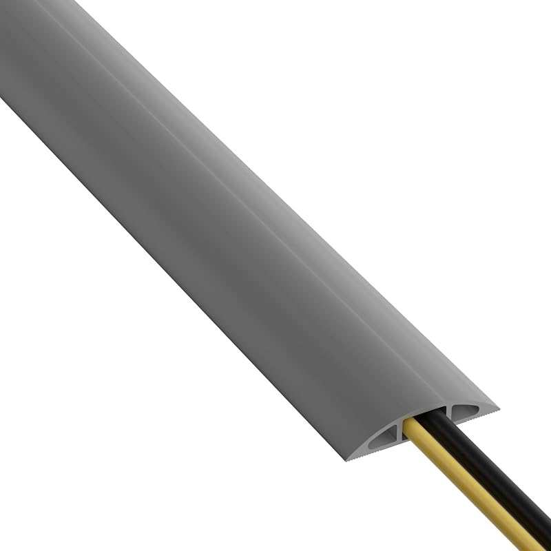 D-Line 1.8m Floor Cable Cover Grey 17x9mm Inner Channel Ribbed Base