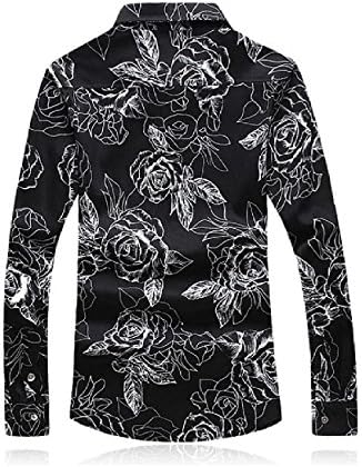 Herina, Men's Dress Shirts Slim Fit Long Sleeve Shirt, Male Cotton Shirt. (M, Black)