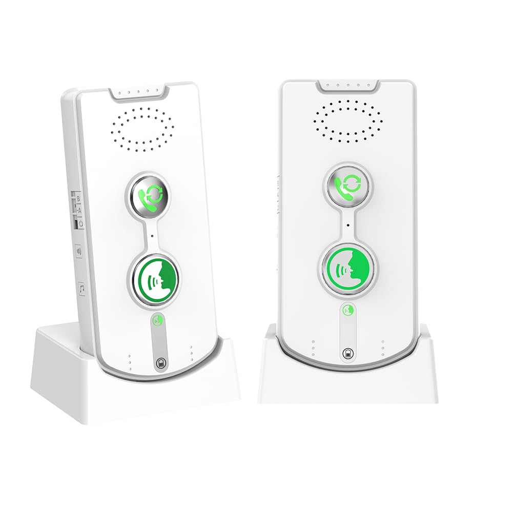 Photo 1 of 2 Way Intercom for Home Upgraded, Portable Wireless Intercom System for House with 5 Level Volume and Ringtones Adjustment Rechargeable for Hospital Hotel Office Business 2 Pack(White)