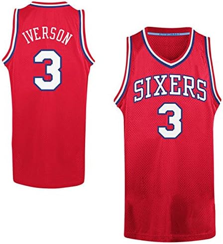 Men's Allen Iverson #3 Basketball Jersey Mens Basketball Jersey - Red