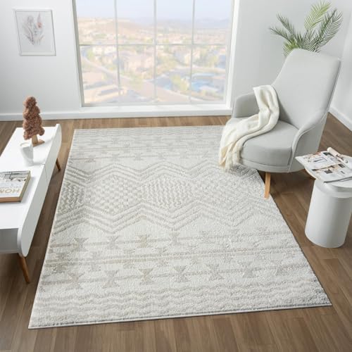 LUXE WEAVERS Moroccan High Low Area Rug Cream 4x5 at Amazon