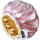 Satin Bonnet for Sleeping Women Adjustable Double Layer Satin Bonnet Silk Hair Bonnet Natural Curly Hair Night Sleep Cap