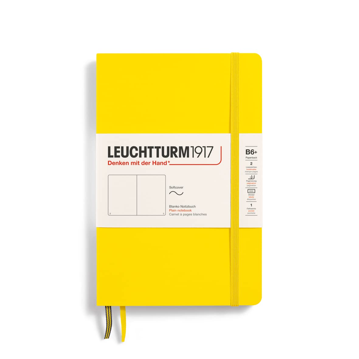 LEUCHTTURM1917 358304 Notebook Softcover Paperback (B6+), Plain, Lemon